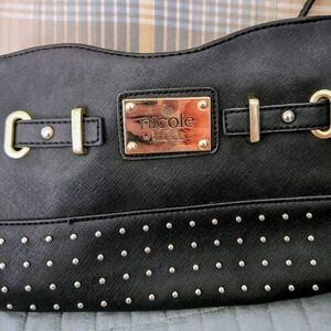 Nicole by Nicole Miller Black Cassidy Crossbody Purse w/Gold Hardware Accents